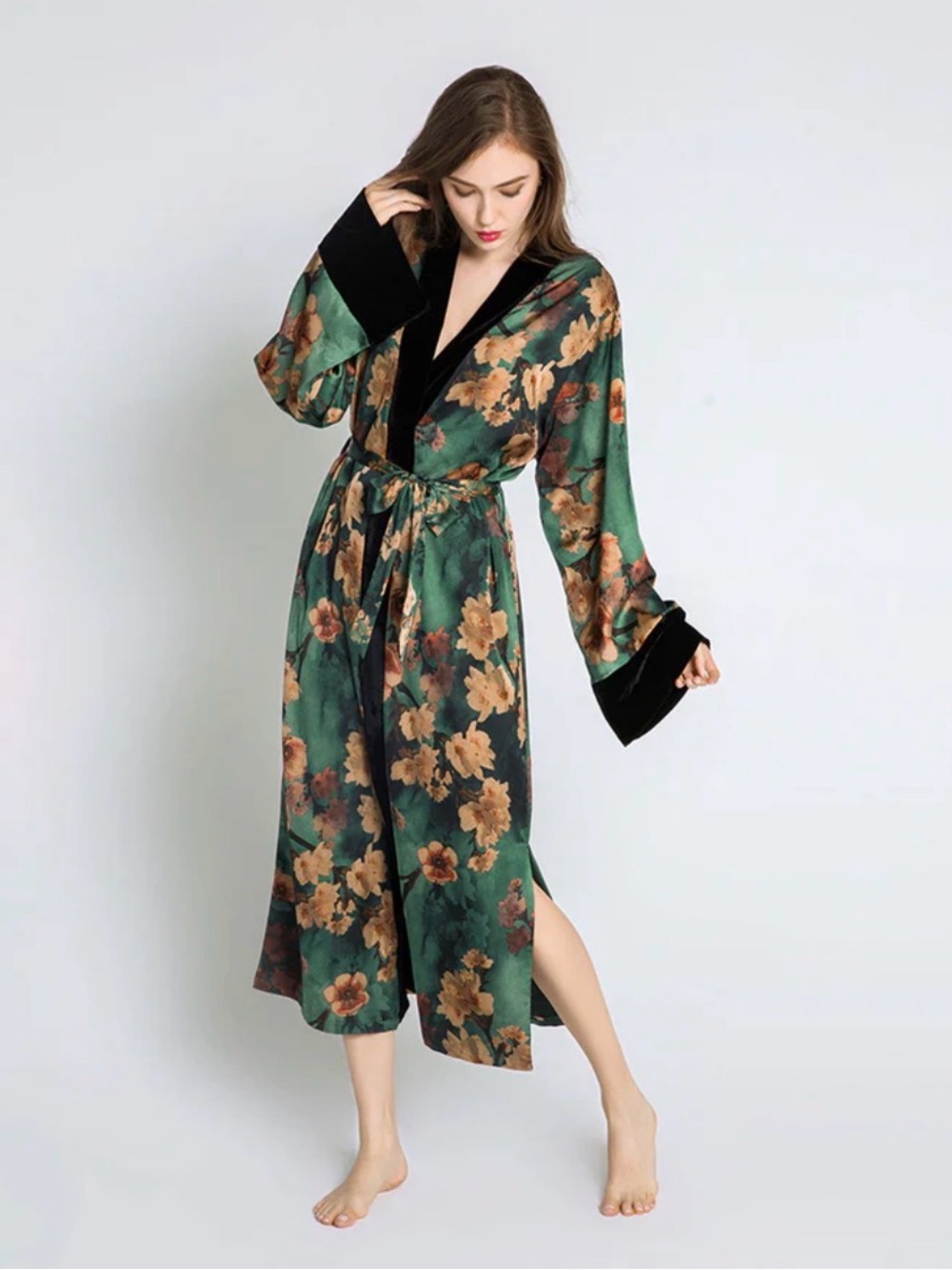 Kim + Ono azumi long kimono wrap in green one size